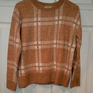 NWT Loft plaid white and camel sweater